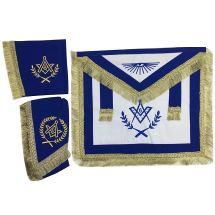 FMASTER MASON BLUE LODGE REGALIA SET - WHITE & BLUE WITH FRINGE (3)