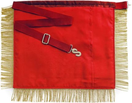 GRAND HIGH PRIEST ROYAL ARCH CHAPTER APRON - RED VELVET WITH FRINGE (1)