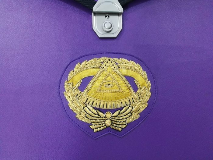 GRAND MASTER BLUE LODGE APRON CASE - PURPLE LEATHER MM, WM & PROVINCIAL (5)