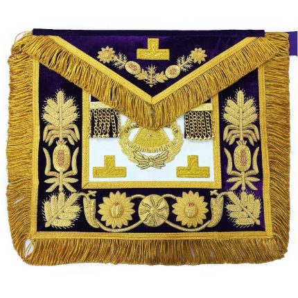 GRAND MASTER BLUE LODGE APRON - PURPLE GOLD HAND EMBROIDERY (5)