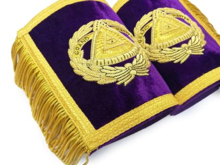 GRAND MASTER BLUE LODGE CUFF - PURPLE HAND BULLION EMBROIDERY WITH FRINGE (1)