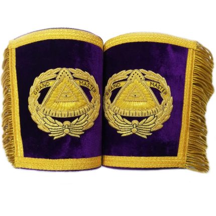 GRAND MASTER BLUE LODGE CUFF - PURPLE HAND BULLION EMBROIDERY WITH FRINGE (2)