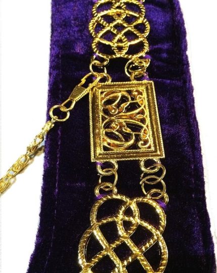 GRAND OFFICERS BLUE LODGE CHAIN COLLAR - GOLD PLATED ON PURPLE VELVET (1)