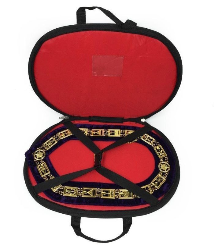 GRAND OFFICERS BLUE LODGE CHAIN COLLAR - GOLD PLATED WITH PURPLE VELVET (2)