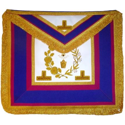 GRAND OFFICERS MARK ENGLISH REGULATION APRON - BLUE & PINK WITH GOLD FRINGE (3)