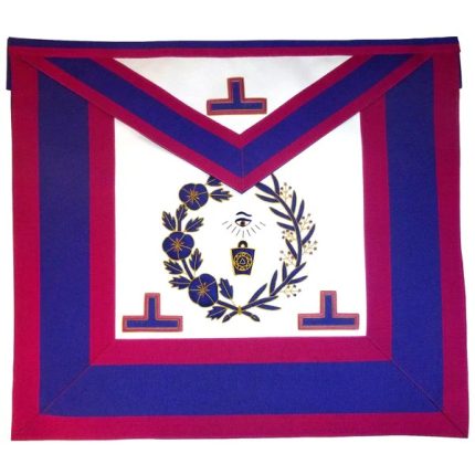 GRAND OFFICERS MARK ENGLISH REGULATION APRON - PINK & BLUE HAND EMBROIDERY (2)