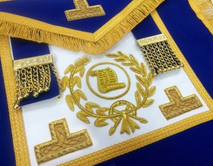 GRAND ORATOR BLUE LODGE APRON - ROYAL BLUE HAND EMBROIDERY (1)