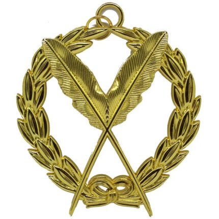 GRAND SECRETARY DEACON BLUE LODGE OFFICER COLLAR JEWEL - GOLD METAL