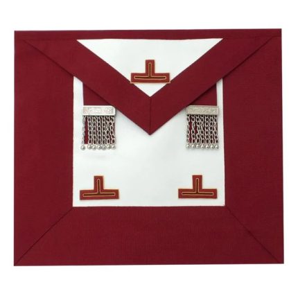 GRAND STEWARD CRAFT ENGLISH REGULATION APRON - WHITE & WIDE MAROON