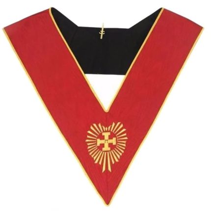 HEAD CHAPTER 18TH DEGREE SCOTTISH RITE COLLAR - RED MOIRE (2)