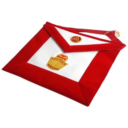 HIGH PRIEST ROYAL ARCH CHAPTER APRON - RED VELVET & GOLD EMBROIDERY (6)