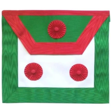 KNIGHTS OF ST. ANDREW SCOTTISH RITE APRON - WHITE, GREEN & RED MOIRE (2)