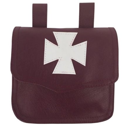 KNIGHTS TEMPLAR COMMANDERY ALMS BAG - BROWN LEATHER