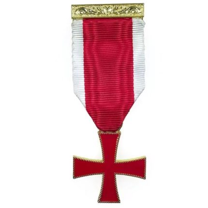 KNIGHTS TEMPLAR COMMANDERY BREAST JEWEL - RED & WHITE WITH R