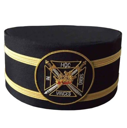 KNIGHTS TEMPLAR COMMANDERY CROWN CAP - BLACK HAND EMBROIDERY (2)