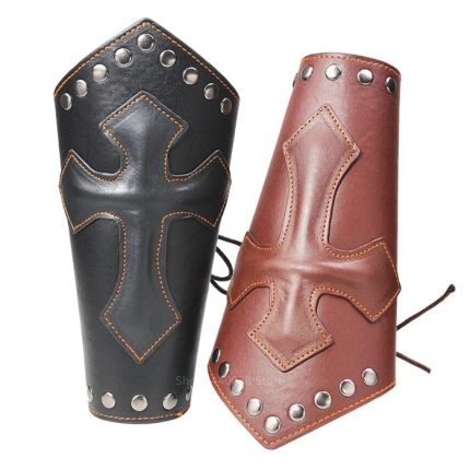 KNIGHTS TEMPLAR COMMANDERY CUFF - MEDIEVAL ARMOR WIDE LEATHER B