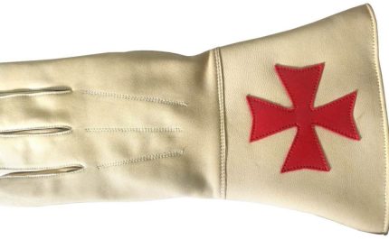 KNIGHTS TEMPLAR COMMANDERY GAUNTLET - BUFF LEATHER WITH RED