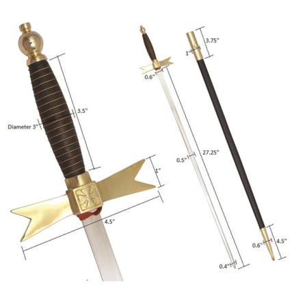 KNIGHTS TEMPLAR COMMANDERY SWORD - WITH BLACK GOLD HILT AND (2)