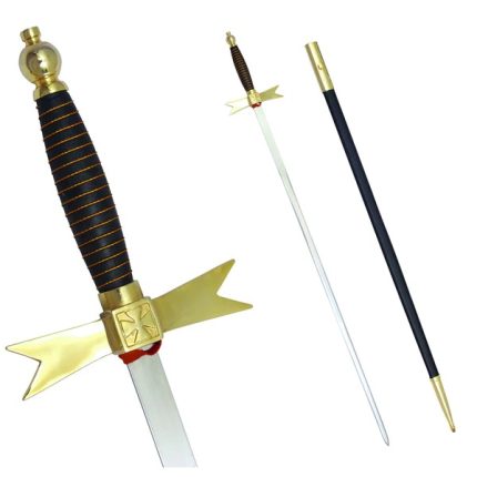 KNIGHTS TEMPLAR COMMANDERY SWORD - WITH BLACK GOLD HILT AND BLACK SCA (1)