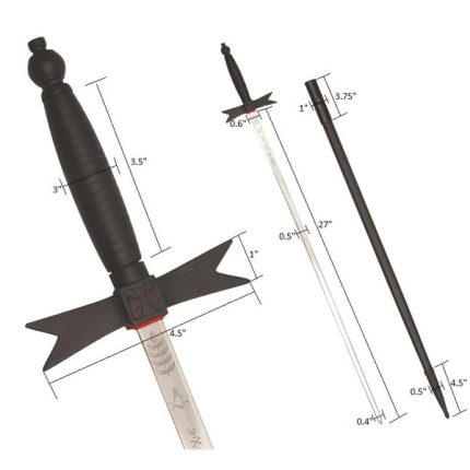 KNIGHTS TEMPLAR COMMANDERY SWORD - WITH BLACK HILT AND BLACK SCA