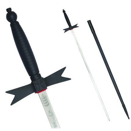 KNIGHTS TEMPLAR COMMANDERY SWORD - WITH BLACK HILT AND BLACK SCABB (1)