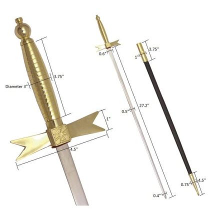 KNIGHTS TEMPLAR COMMANDERY SWORD - WITH GOLD HILT AND BLACK SCABB