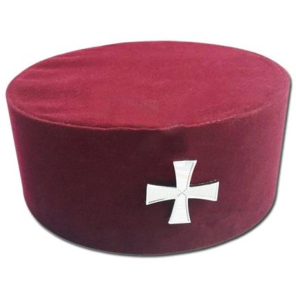 KNIGHTS TEMPLAR ENGLISH REGULATION CROWN CAP - MAROON VELVET WITH CR