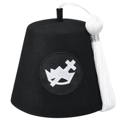 KNIGHTS TEMPLAR FEZ HAT - BLACK WOOL (RHINESTONES OPTION) (3)