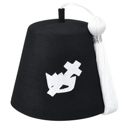 KNIGHTS TEMPLAR FEZ HAT - BLACK WOOL (RHINESTONES OPTION) (5)