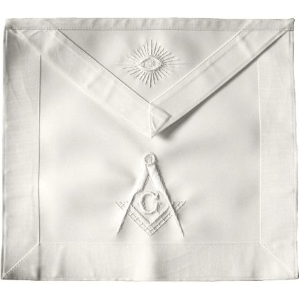 MASTER MASON BLUE LODGE APRON - ALL WHITE SQUARE & COMPASS G