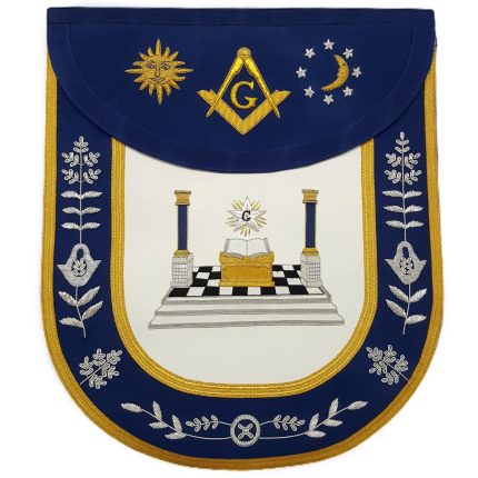 MASTER MASON BLUE LODGE APRON - ALTAR, SUN, MOON & PILLARS (1)