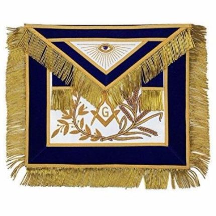 MASTER MASON BLUE LODGE APRON - BLUE VELVET WITH GOLD FRINGE HAND EMBROIDERED (4)