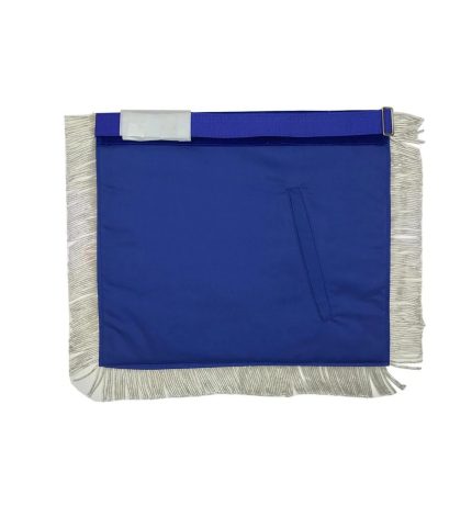 MASTER MASON BLUE LODGE APRON - BLUE VELVET WITH SILVER FRINGE HAND EMBROIDERED (3)