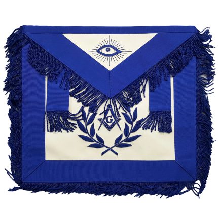 MASTER MASON BLUE LODGE APRON - BLUE WITH EMBROIDERY & FRINGE (1)