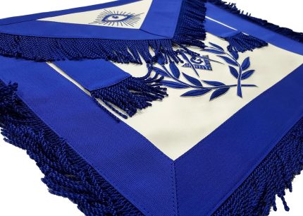 MASTER MASON BLUE LODGE APRON - BLUE WITH EMBROIDERY & FRINGE (3)