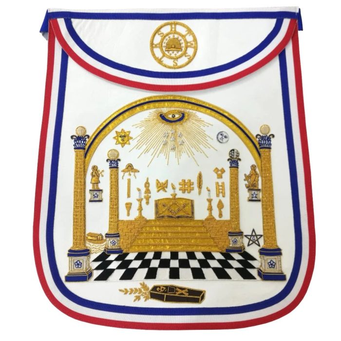 MASTER MASON BLUE LODGE APRON - HAND EMBROIDERED GEORGE WASHINGTON MASONIC APRON (2)