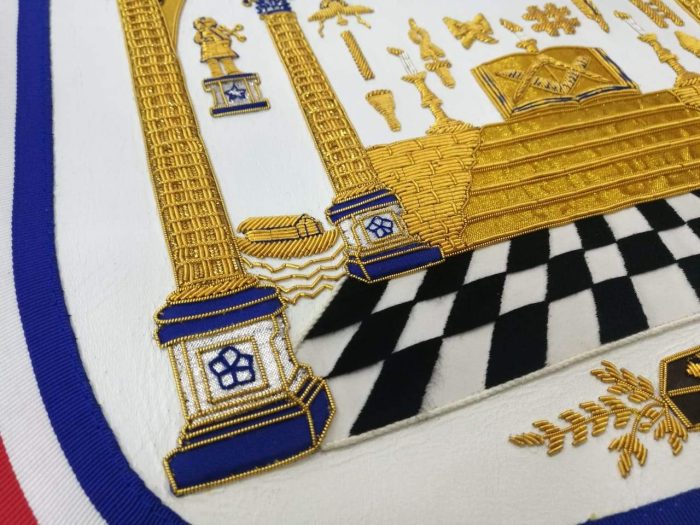 MASTER MASON BLUE LODGE APRON - HAND EMBROIDERED GEORGE WASHINGTON MASONIC APRON (6)