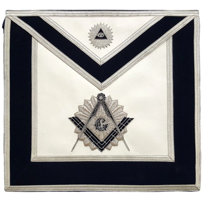 MASTER MASON BLUE LODGE APRON - NAVY BLUE HAND EMBROIDERY (1)