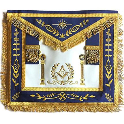 MASTER MASON BLUE LODGE APRON - NAVY BLUE WITH PILLARS (3)