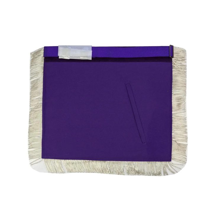 MASTER MASON BLUE LODGE APRON - PURPLE VELVET WITH SILVER FRINGE HAND EMBROIDERED (1)