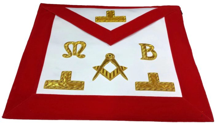 MASTER MASON BLUE LODGE APRON - RED VELVET WITH GOLDEN BULLION AND WIRE (2)