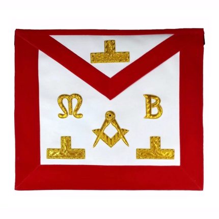 MASTER MASON BLUE LODGE APRON - RED VELVET WITH GOLDEN BULLION AND WIRE (8)