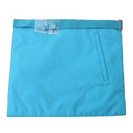 MASTER MASON BLUE LODGE APRON - SKY BLUE MOIRE WITH THREE ROSETTES (2)