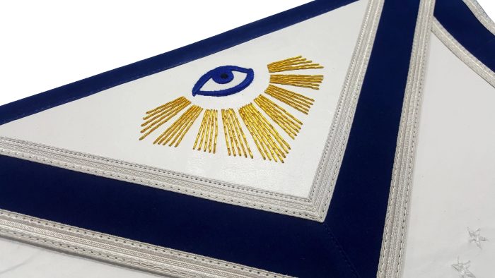 MASTER MASON BLUE LODGE APRON - SUN, MOON & PILLARS HAND EMBROIDERY (1)