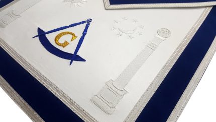 MASTER MASON BLUE LODGE APRON - SUN, MOON & PILLARS HAND EMBROIDERY (2)