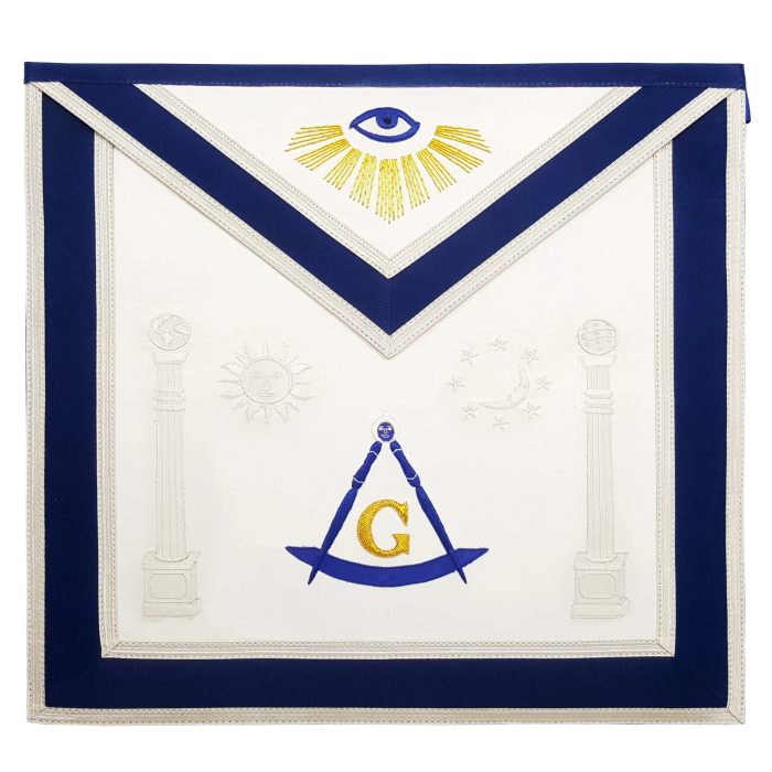 MASTER MASON BLUE LODGE APRON - SUN, MOON & PILLARS HAND EMBROIDERY (3)