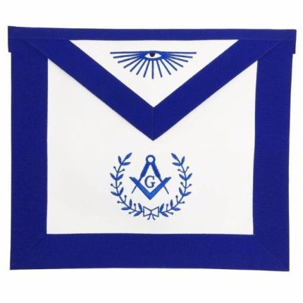 MASTER MASON BLUE LODGE APRON - WHITE & BLUE MACHINE EMBROIDERY (3)