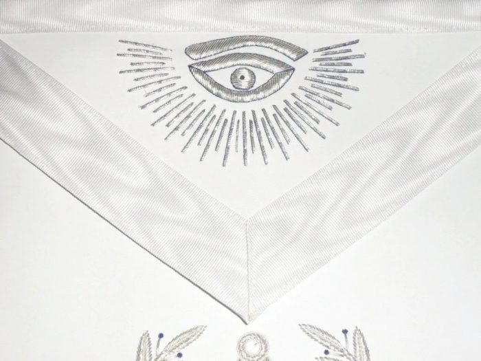 MASTER MASON BLUE LODGE APRON - WHITE HAND EMBROIDERED (2)