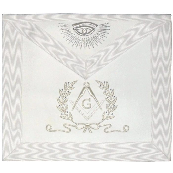 MASTER MASON BLUE LODGE APRON - WHITE HAND EMBROIDERED (4)