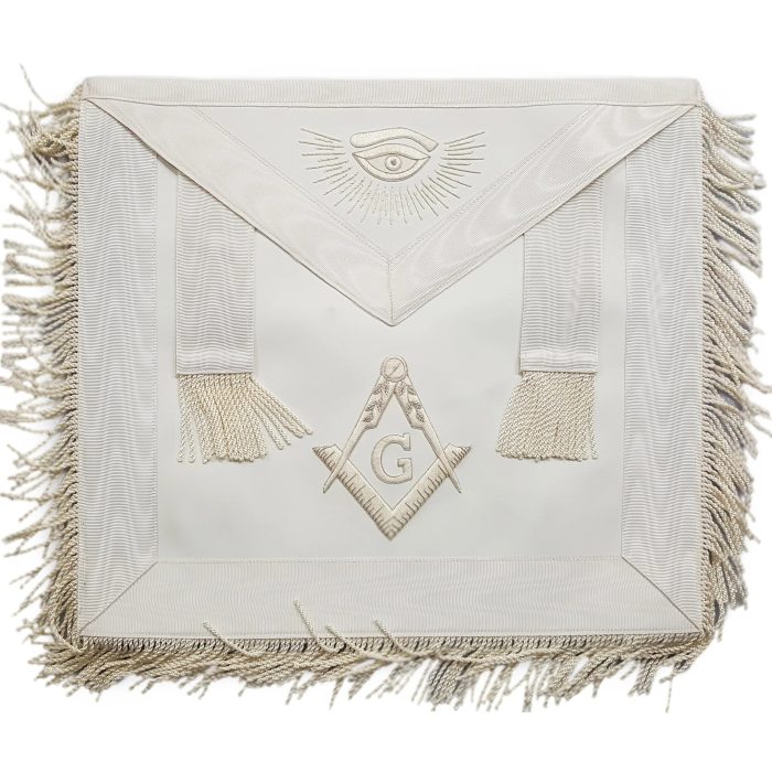 MASTER MASON BLUE LODGE APRON - WHITE HAND EMBROIDERY (2)